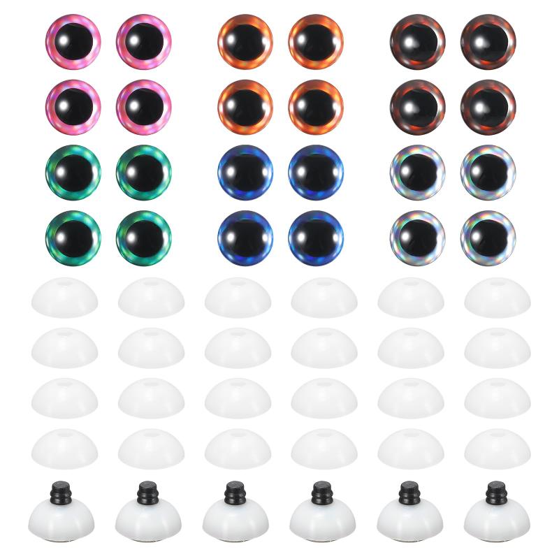 PATIKIL 16mm フラッシュセーフティアイ 48個のドールアイ リアルカラフルな編み目セーフティアイ デコクロシェアクセサリー ドールクラフト ハロウィン 6色
