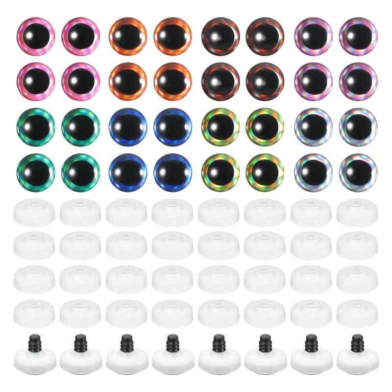 PATIKIL 20mmフラッシュセーフティアイ 64個のリアルなカラフルな編み目セーフティアイ デコクロシェアクセサリー人形クラフトハロウィン 8色