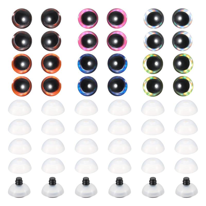 PATIKIL 18mmフラッシュセーフティアイ 60個のムーンドールアイ リアルなカラフルな編み目のセーフティアイ デコクロシェアクセサリー ドールクラフトハロウィン 6色