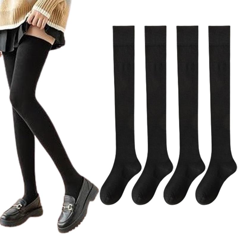 [Ech.Apr] オーバーニーソックス 2足セット 超ロング レディース 太もも ハイソックス ニーハイ 防寒 ロングソックス ストッキング 靴下