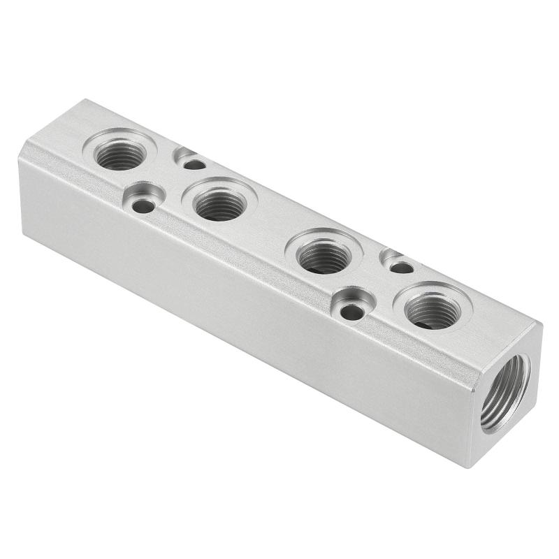 PATIKIL 4ウェイ6ポートエアマニホールド G1/2" G1/4" アルミエアホース インラインマニホールドブロック スプリッター空気圧 エアホース継手 ブルー