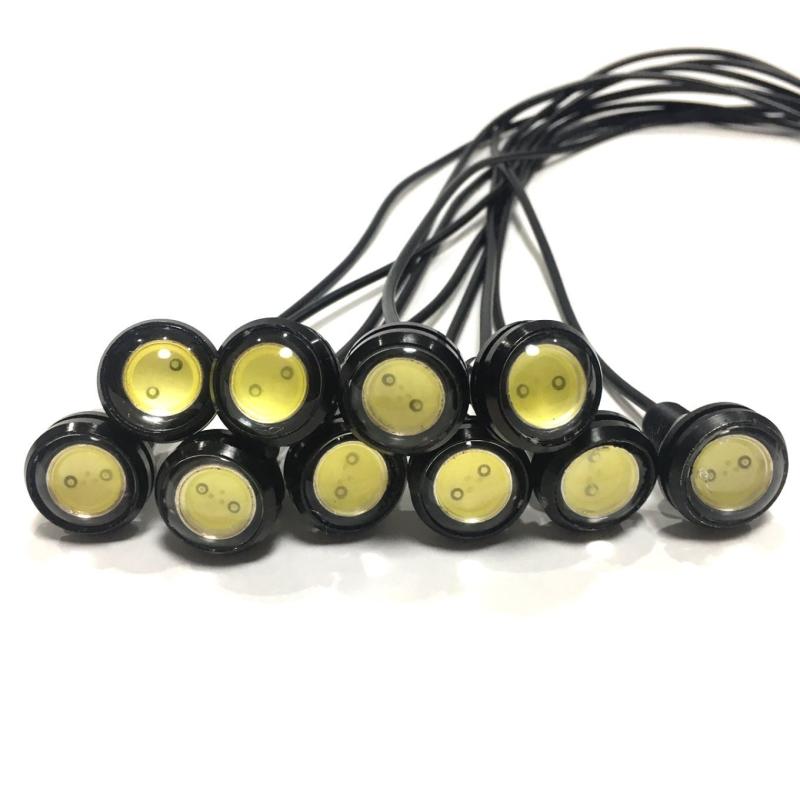 k-cocochi LED 丸型 牛目 デイライト 防水 12V 10W 10個 セット 黒枠 白光 23mm