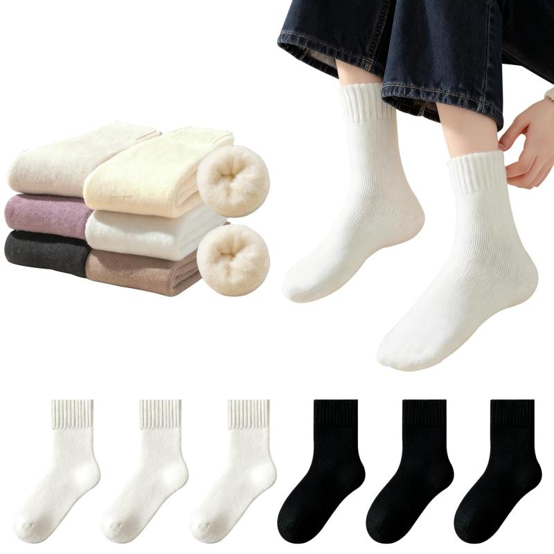 [Homthy] 靴下 レディース ソックス・モコモコ 6 足セット 38℃恒温蓄熱・裏起毛 ウール混 抗菌防臭 ずれ落ちない 蒸れない ルームソックス 室内アウトドア兼用
