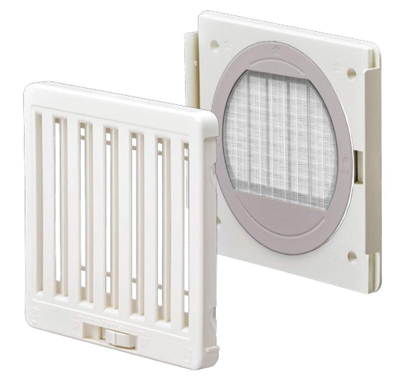 JAPPY スライド式レジスター JKS150MWH材質:ASA樹脂適用パイプ内径:φ150mmフィルター:ハニカムメッシュ詳細仕様:内壁用角型フィルター付き