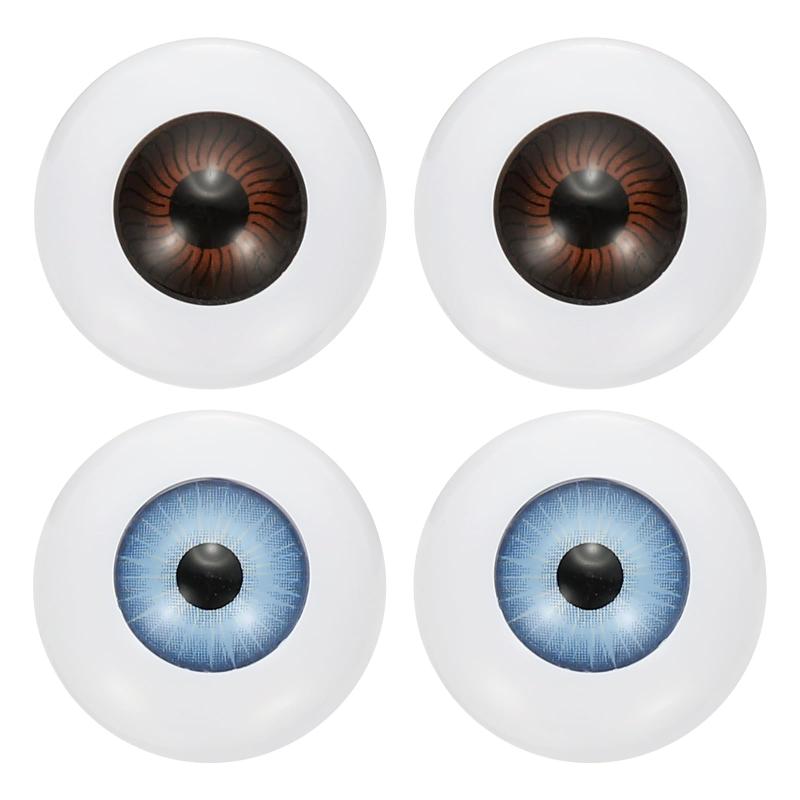 PATIKIL 24mm 人形 目 4個 リアルなアクリル製目 プラスチック製半眼球 人形マスク ハロウィン小道具 アートクラフト ライトブルー/ダーク茶色
