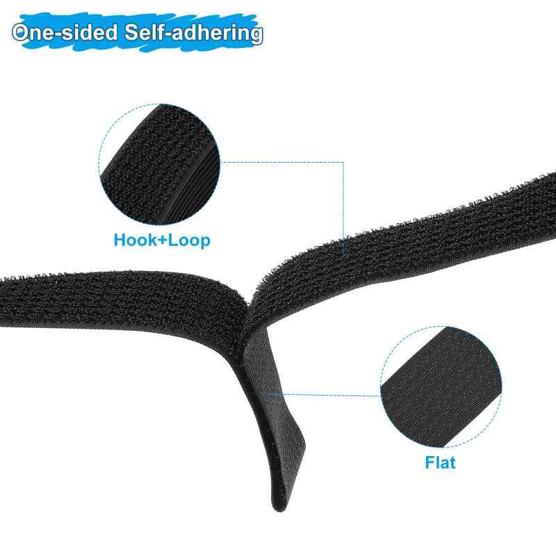 PATIKIL フックアンドループストラップ 1.2" x 16フィート 25個 金属バックル付き 調節可能なシンチストラップ 束ねる収納整理用 黒