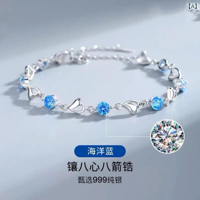 乐天商城 - 足 銀 999 海洋の 心の ブレスレットの 装飾は 軽くて 豪華です。