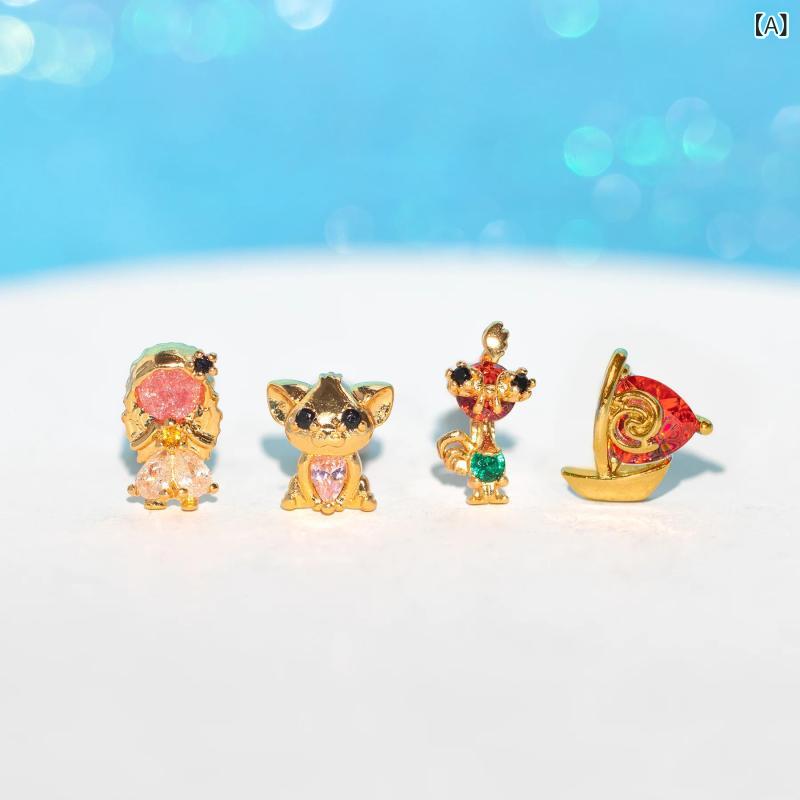 Rakuten - 大衆 デザイン 夢幻 童話 海洋 王女 イヤリング 4 点 セットの軽 豪華 カラージルコンピアスクロスボーダー