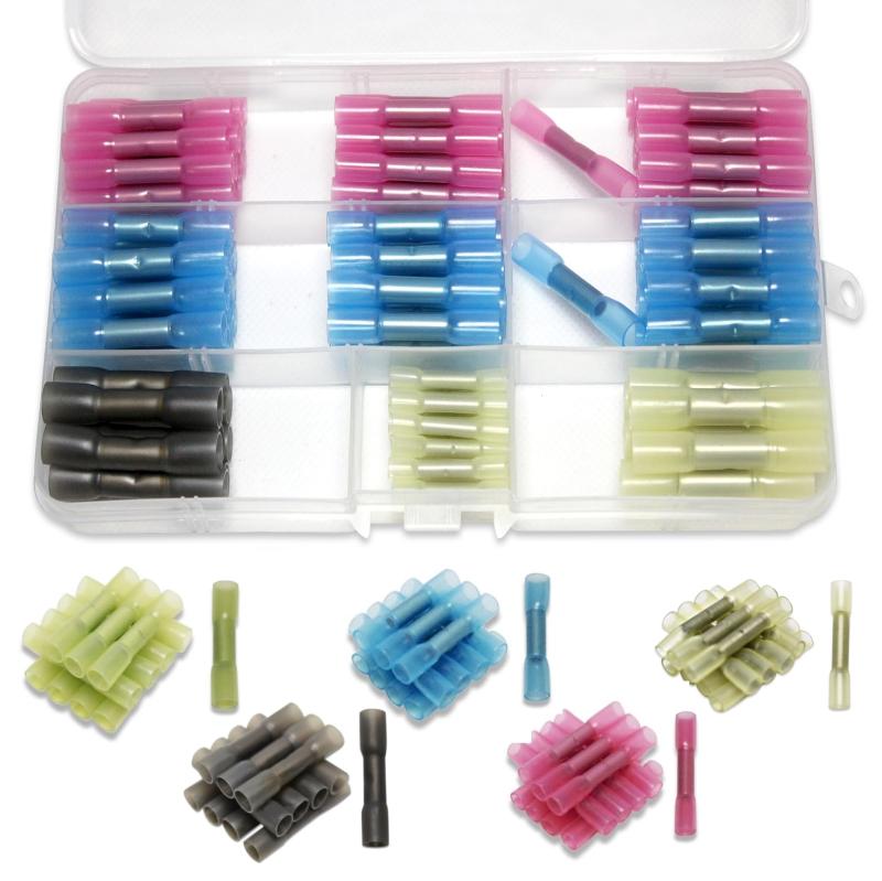 【かえる工房】 熱収縮防水圧着スリーブ基本パッケージ 5種類120個 圧着端子 圧着チューブ 絶縁端子 配線接続 初心者