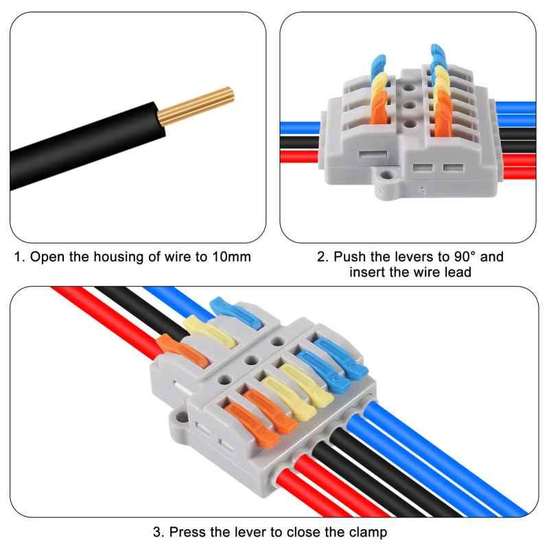8pcs 3 in 6レバーワイヤーコネクタコンパクトDIYクイックコネクトプッシュインスプリッターケーブルスプライシングバット端子ブロックコネクタ-Mini電気ワイヤースプライス3 in 6 Out