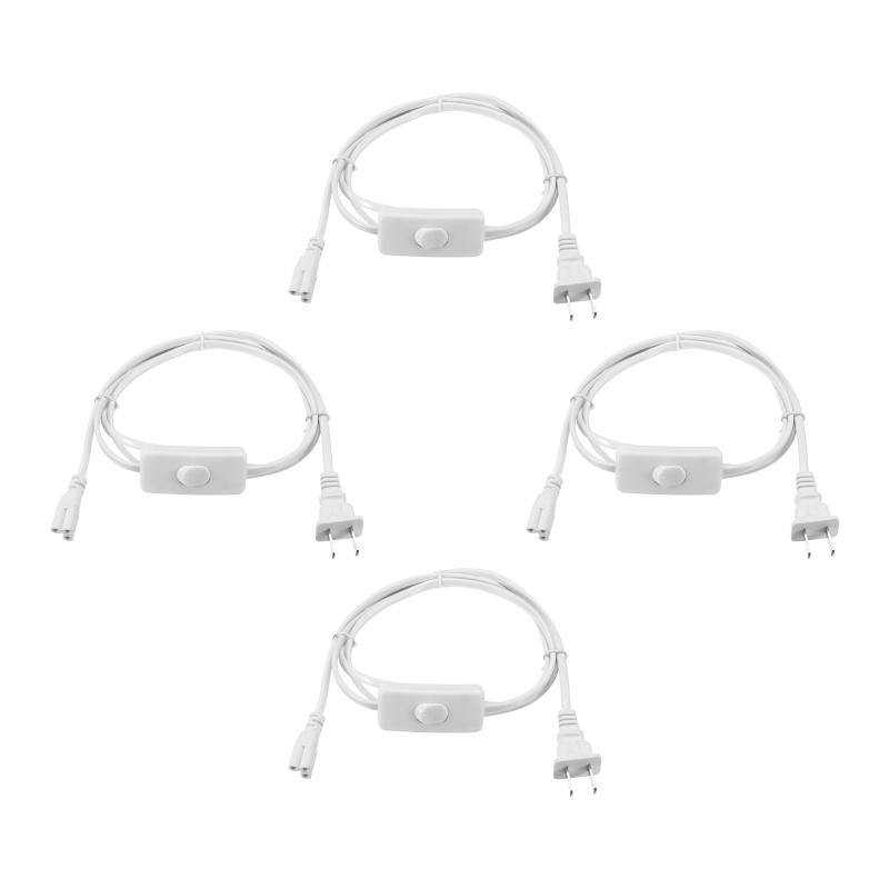 PATIKIL T5 T8 LED Tube Light Power Cord 4本1.5M / 5FT延長ケーブルワイヤーコネクター 3ピンLED統合チューブ ライトランプ用 オンオフスイッチ付きカラー：ホワイト；素材：PVC、銅；電圧：...
