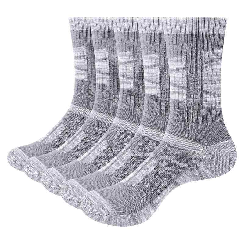 [YUEDGE] 靴下 レディース ソックス スポーツ カジュアル 登山靴下 吸汗 防臭 通気 高级綿 厚手 クッション クルー丈 ブーツソックス 女性适用23-25/25-27cm, 5足組