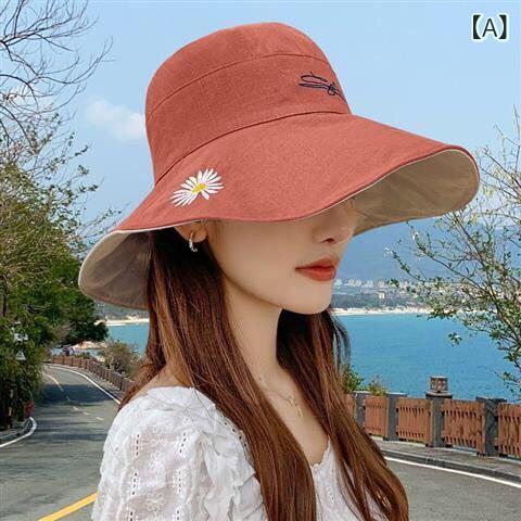 樂天商城 - 春 夏の 秋の 帽子の 女性の 韓国 版の 旅行の 日よけの 帽子の 紫外線の 大きい 縁は 顔の 日系の 漁師の 帽子の 女性を 遮ります