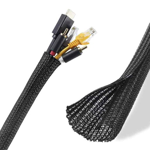 Menetop ケーブル収納スリーブ 長さ約5M 直径13mm 黒編組ケーブルカバー、DIY切断可能 PET素材 家庭用/オフィス用コードオーガナイザー、ケーブルプロテクター動物の噛み込み防止 Menetop ケーブル収納スリーブ 長さ約5M 直径13mm 黒編組ケーブルカバー、DIY切断可能 PET素材 家庭用/オフィス用コードオーガナイザー、ケーブルプロテクター動物の噛み込み防止