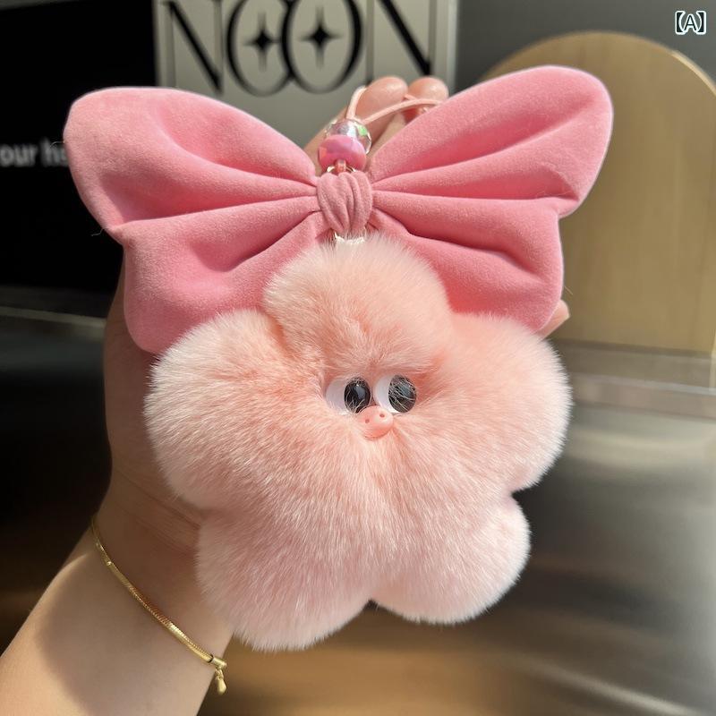 乐天商城 - かわいい ウサギの 毛の 星の 豚の 車は バックミラーを 掛けて 人形の 包みを 飾ります。