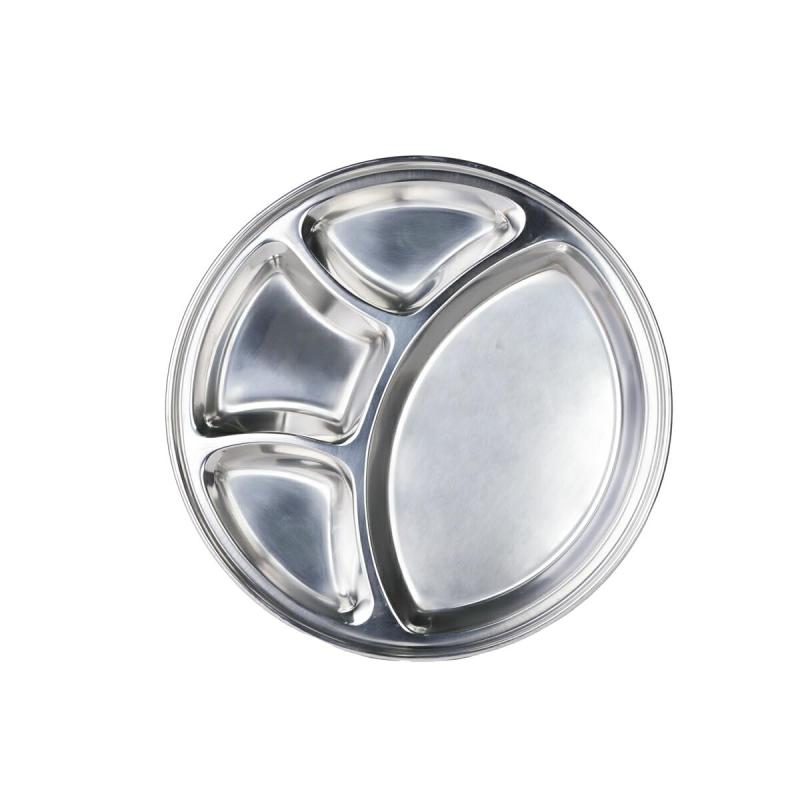 Thunder Group ランチプレート 直径32cm 4つ仕切りトレー 仕切り皿 フードトレイ ステンレス SLCRT004