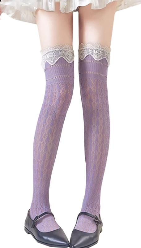 [Roiyezo] ハイソックス レース レディース サイハイソックス イストッキング ロリータ オーバーニーソックス ハイソックス ニーハイソックス 靴下 レディース lolita 滑り止め 通気性