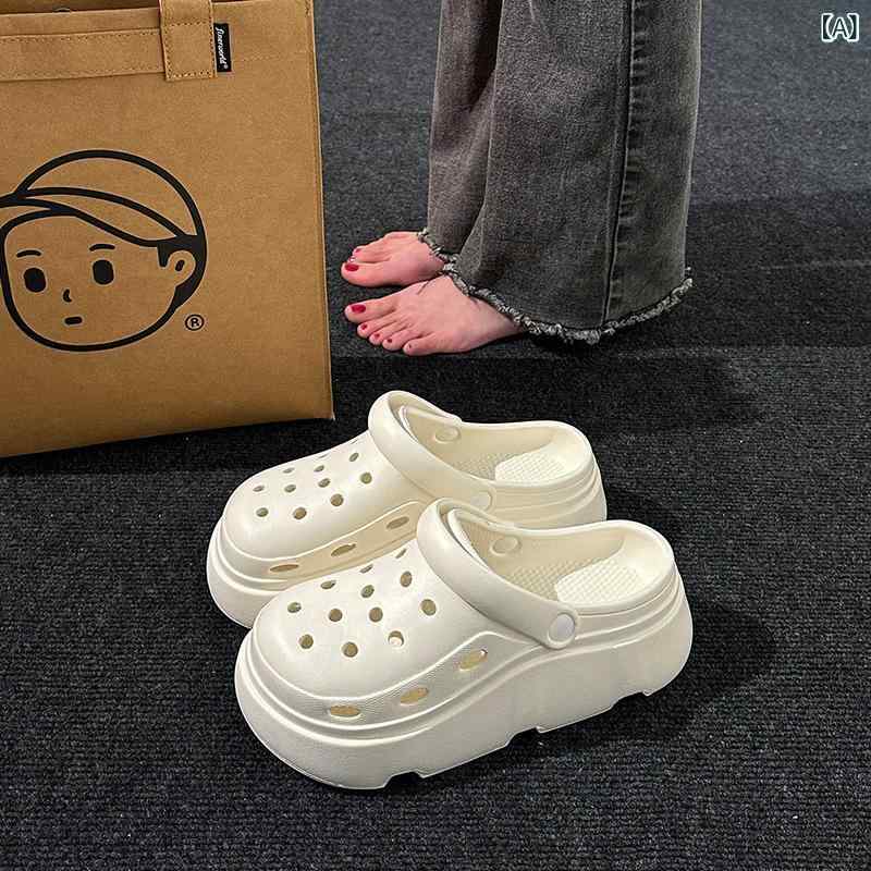 乐天商城 - 女性 用の 新しい 夏の 厚底 滑り 止め アウターウェアホームカジュアル多 用途 包 頭 ビーチ サンダル