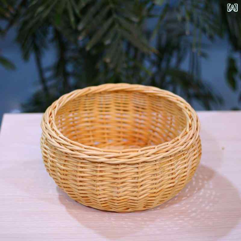 樂天商城 - マン トー かご 蓋 付き 家庭 用 藤 編 キッチン 収納 かご 柳 編 間食 果物 卵かご パン 饅頭 編み かご