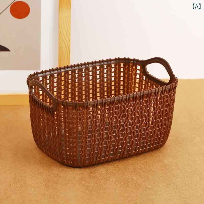 Rakuten - アップ グレード さ れた 厚みの ある 籐 収納 バスケット、 家庭 用 スナックや 化粧 品の 収納 バスケット、 デスク トップ 収納 ボックス、 雑貨 収納 バスケット