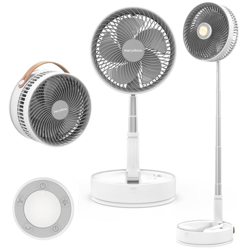 Meryshow 折りたたみ＆伸縮リビング扇風機｜38cm～102cm高さ調節｜強力DCモーター＆4段階風量｜左右自..