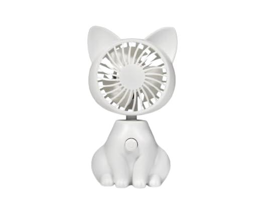 平野商会 シロネコファン ホワイト HRN-222WHサイズ：約W7.2×D5.7×H13cm（本体）、約Φ5cm（羽直径）、約W7.5×D6×H13cm（パッケージ）重量：約80g主材質：ABS、EVA電源：単4電池×3本使用（別売）連続...