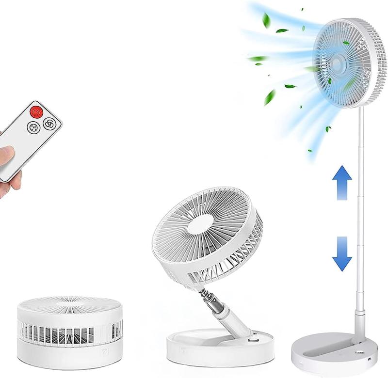 高さ調整可能、折り畳み式 卓上折りたたみ扇風機、USB充電式 卓上扇風機 リビング扇風機、コードレスと..