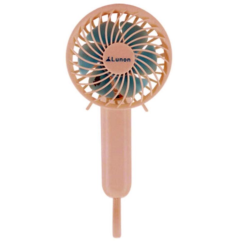 ハンディファンLunon 桃 持ち手が回転（手持ち式→スタンド→つるし）