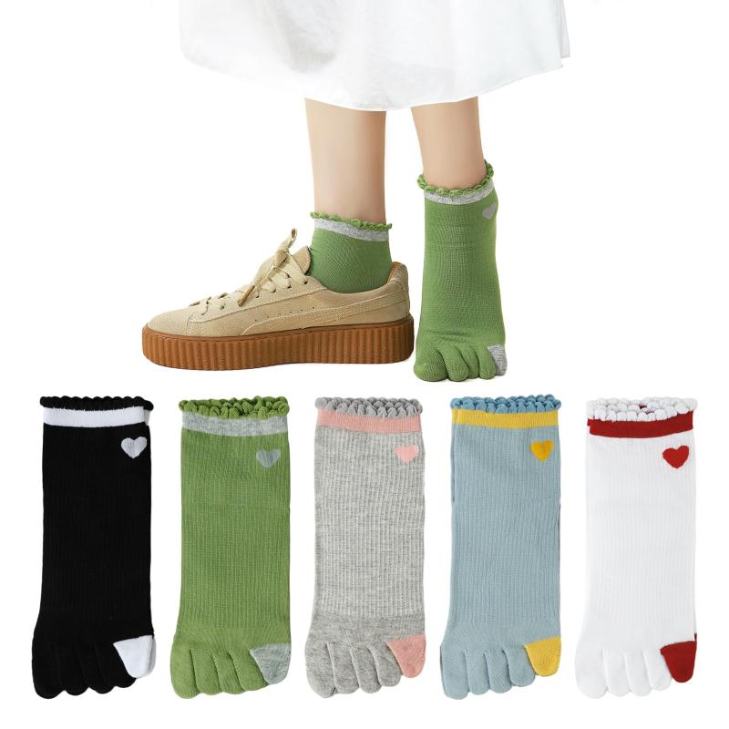 [Yazon] 5本指ソックス レディース 春夏秋冬 【コーマ綿】 通気吸汗 可愛い靴下 くるぶし 五本指ソックス 女性 ショートソックス おしゃれ カジュアル 分指くつした 婦人 5本指靴下 通年 22-25cm