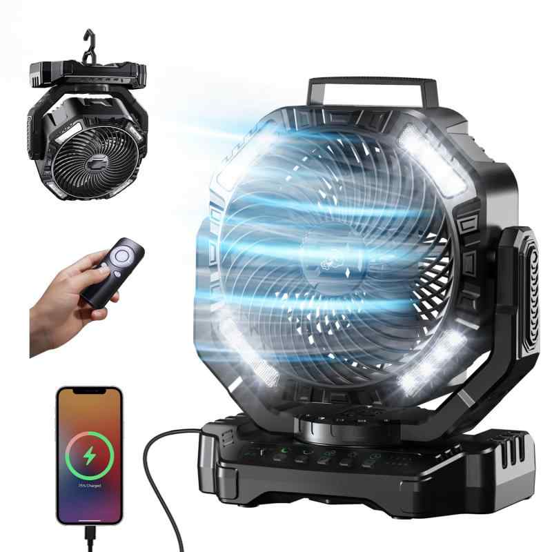 キャンプ 扇風機 充電式扇風機 40000mAh大容量 最大136時間連続使用 風量4段階調節 DCモーター 静音 Ty..
