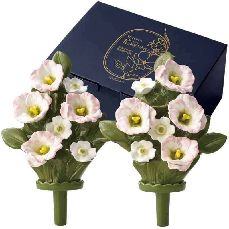 セトクラフト 花レンヌ 「100年 枯れない 桔梗トルコギキョウ(L)」 お墓用造花 仏壇用 お供え花 左右1対 約22×12×30cm 仏花 墓花 2束 屋外 陶磁器 墓参り お盆 お彼岸 カレンヌ P25-0754