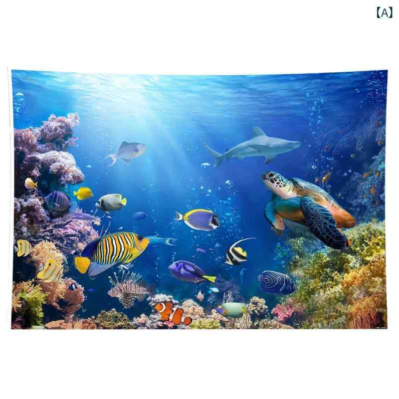 Rakuten - 国境を 越えた temu 熱 採 海底 世界 背景 布 祝日 パーティー 装飾 品 写真 撮影 横断幕 旗 リボン(x5)