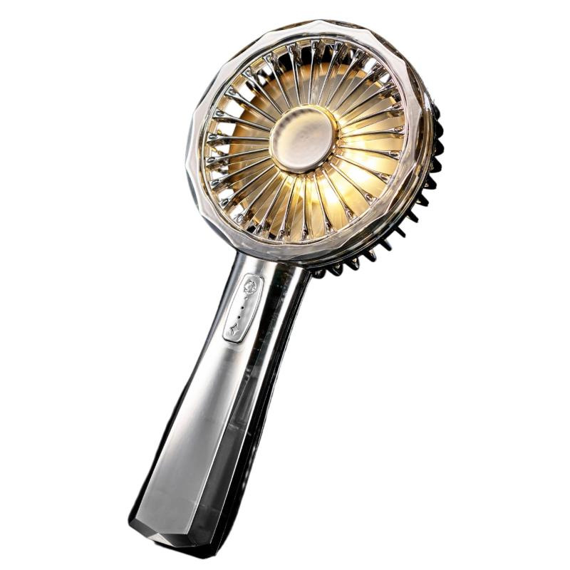 【Lumiere with Toffy/トフィー】 LED ハンディファン FN19 充電式 扇風機 ハーフミラー ライト付き クリスタルカット プレゼント ハンディ/卓上 2WAY 持ち運び 充電式 小型扇風機 風量3段階 エレガン