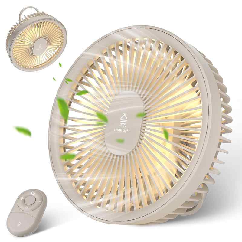 [禄越] 壁掛け扇風機 dcモーター 【2024新登場 ＆ 1台3役】 卓上扇風機 吊り下げ扇風機 4段階風量調節 パワフル送風 静音 マグネットリモコン付き LED照明ライト付き ミニ扇風機 USB充電 コード