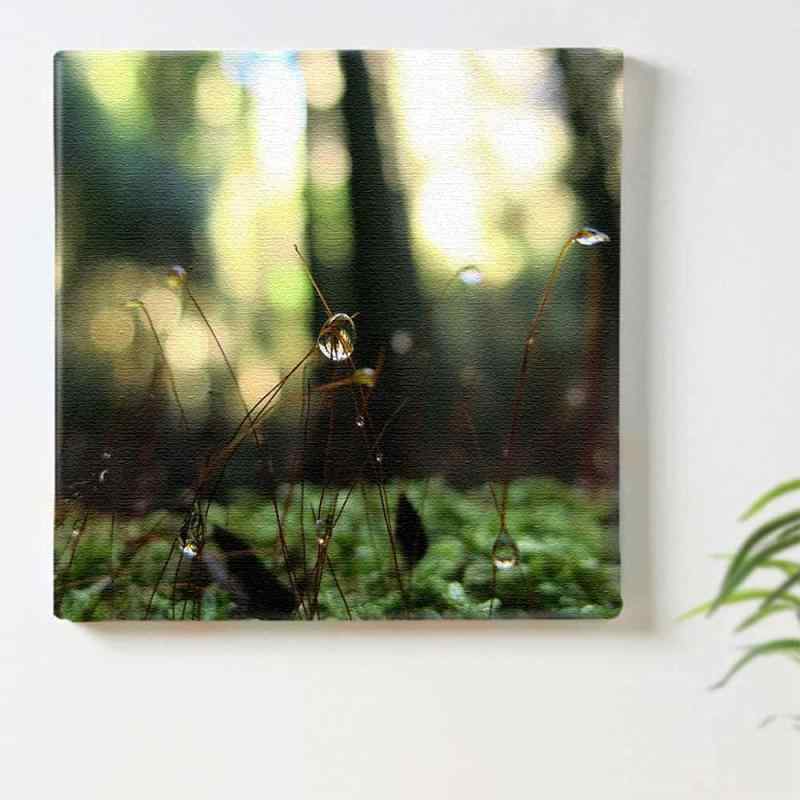植物 自然 アートパネル 15cm × 15cm Sサイズ 日本製 ポスター おしゃれ インテリア 模様替え リビング 内装 グリーン 雫 風景 ファブリックパネル rsb-0005-S