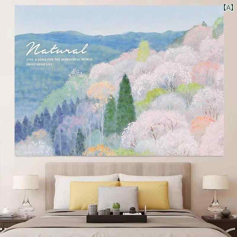 Rakuten - モネの 庭の 花 ガール ハート 暖かい タペストリー 寝室の 装飾 吊り 布 ベッド サイドの 背景 布 ルームレイアウト 壁 布