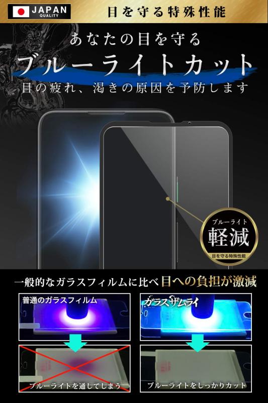 ガラスザムライ Google Pixel 4a 用 ガラスフィルム ブルーライトカット 全面保護 硬度 10H 強化ガラス 保護フィルム 米軍MIL規格 280-blue-2.5d-bk