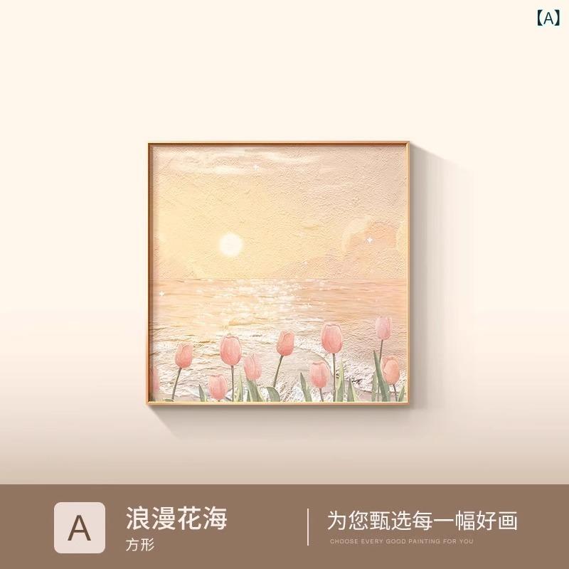 乐天商城 - クリーム 風 客間 壁画 花卉 筋 理 ソファー 背景 壁 装飾 画 高級軽 贅沢 レストラン 寝室 掛け 画
