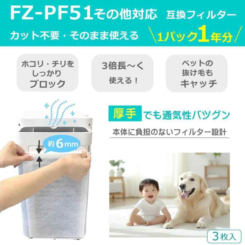 空気清浄機用フィルター 3枚入(約1年分)4サイズ 特厚6mm 通気性バツグン