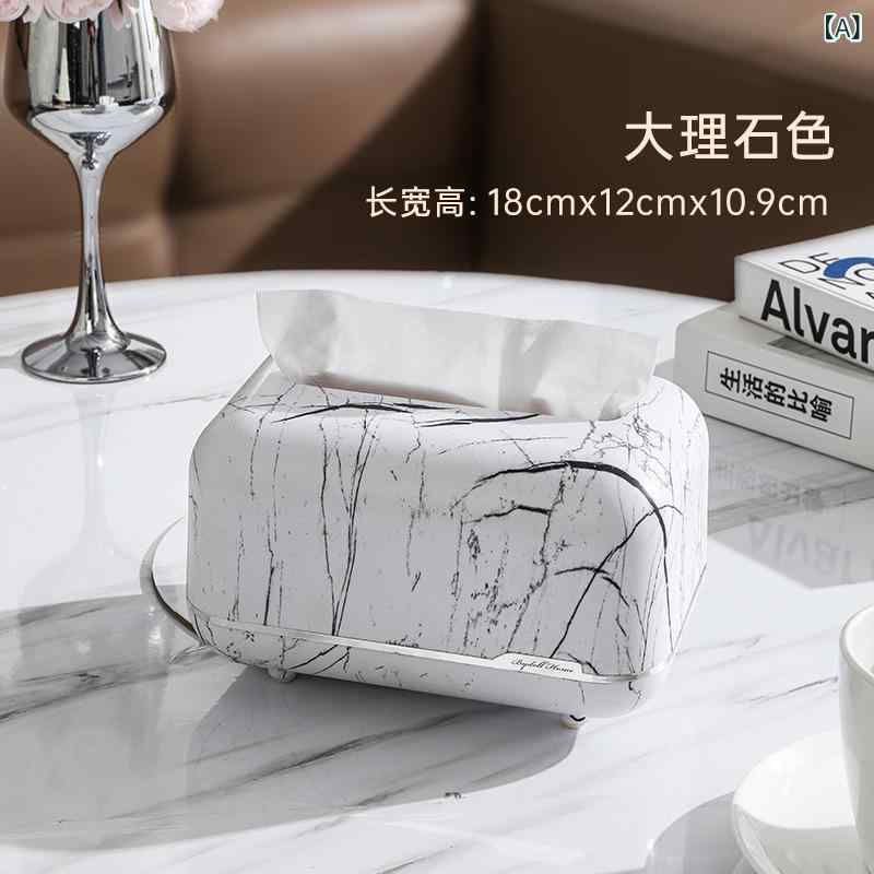 樂天商城 - 北 欧風 ティッシュ ボックス 高級 感 クリーム 系 リビング ルーム コーヒー テーブル プラスチック 製 ナプキン ボックス 大理石 柄 家庭 用 ティッシュ ボックス