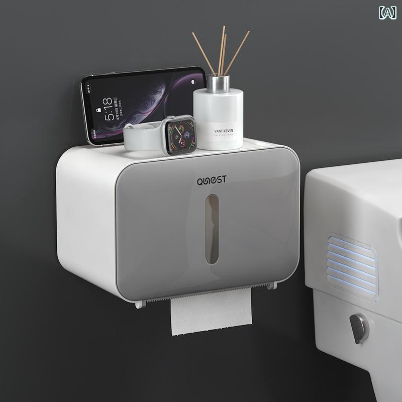 Rakuten - 紙 詰まり しない多 機能 トイレ 引き出し 箱 穴 なし ティッシュ 箱 トイレ 防水 プラスチックロールホルダー 紙 筒
