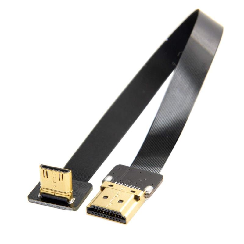HDTV FPVマルチコプター空中写真用のHDMIオスFPCフラットケーブル20センチメートルへの角度FPVミニHDMI..