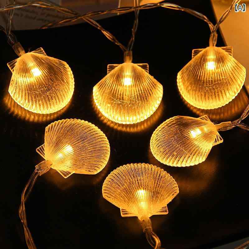 Rakuten - Led 貝殻 海星 太陽 電池 ケース カラー ライトストリングクリエイティブシミュレーション 海洋 生物 クリスマス 庭園 配置