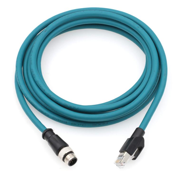 HangTon Ethernet M12 8ピン Aコード RJ45ケーブル CAT7e 産業用カメラセンサー Cognex in-Sight 5000 7000 DMR 200 500 ism1400 PLC 3メートル