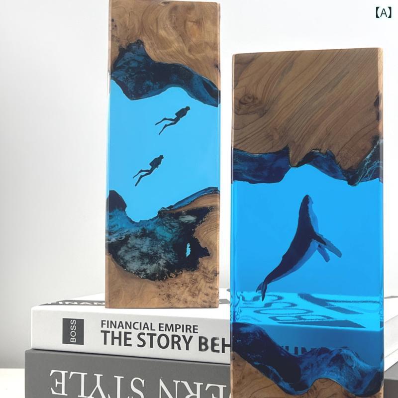 鐘 乳 洞 クジラダイバーデスクトップ 置物 海洋 芸術 工芸 品実 木 樹脂 ランプ 誕生 日 プレゼント アクセサリー