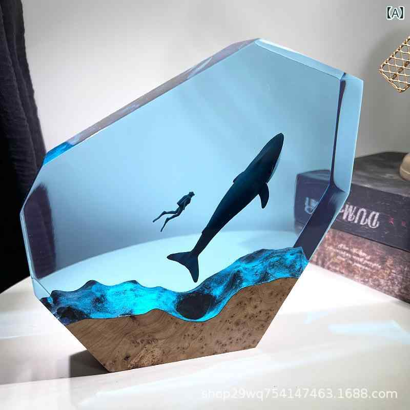 樹脂 海洋 ランプ 滴 ゴム 潜水 士 クジラの デスク トップ 装飾 品 クリエイティブ 工芸 品 誕生 日 プレゼント 家庭 装飾 品