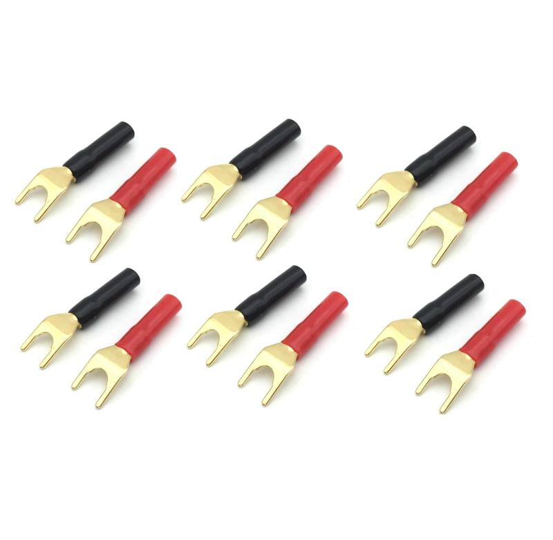 金メッキ スピーカープラグ Y型プラグ Yラグ端子 Yプラグ【個数が選べます】4個 8個 12個 16個 スピーカー ターミナル DIY用スピーカーケーブル コネクタ バインディングポスト MINAKIKO