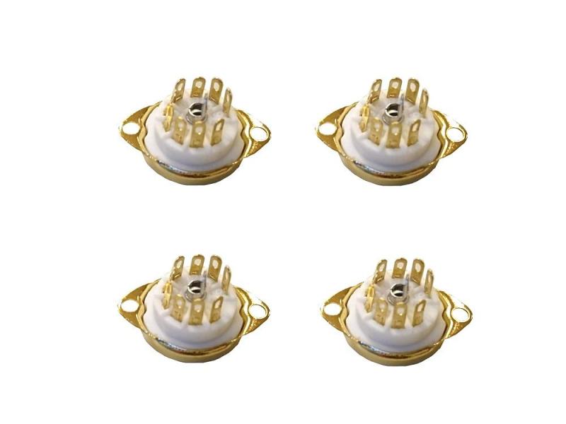 【MINAKIKO】真空管ソケット 9ピン 金メッキ ゴールド 選べる個数(4個セット、8個セット)12ax7 12au7 12at7