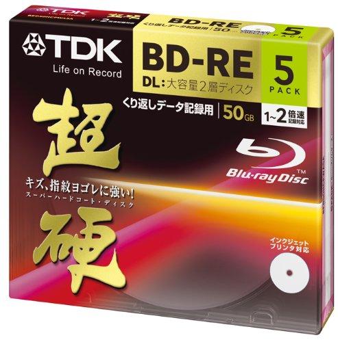 TDK データ用ブルーレイディスク 超硬シリーズ BD-RE DL 50GB 1-2倍速 ホワイトワイドプリンタブル 5枚..