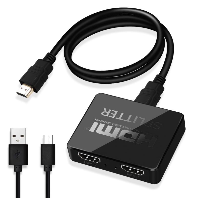 Anber-Tech 4K@30Hz HDMI 分配器 1入力2出力 音声 ビデオ 同時出力 付き 3D 1080p HDMI 1.4 ミラーのみ 拡張モードなし PS3/4/5、HDTV、DVD プレーヤー、PC対応 （高速ケーブル1M、...